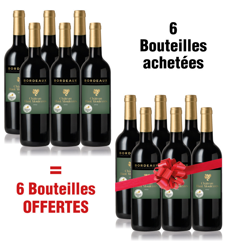 Château Haut Mouleyres : 6 bouteilles achetées + 6 offertes Château Haut Mouleyres : 6 bouteilles achetées + 6 offertes