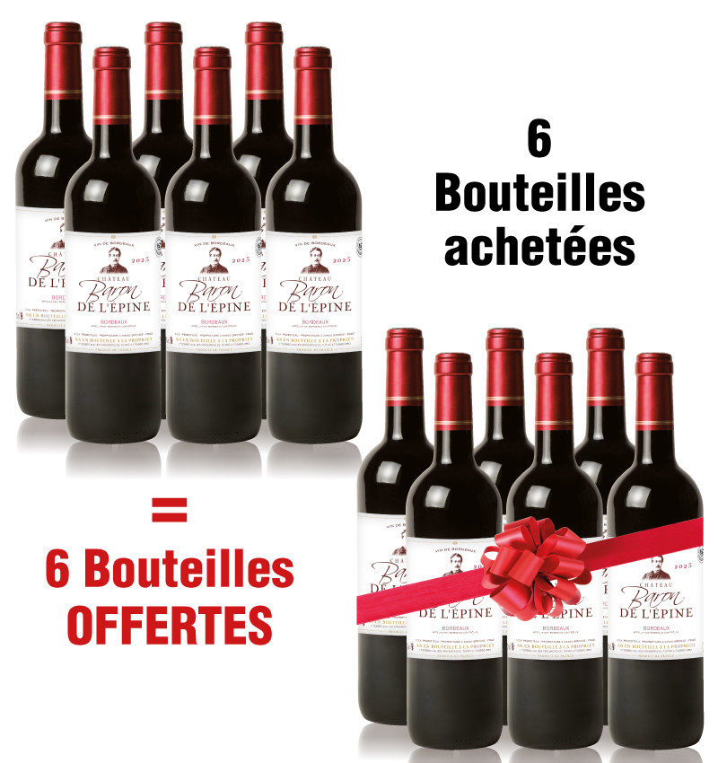Château Baron de l'épine : 6 + 6 bouteilles offertes Château Baron de l'épine : 6 + 6 bouteilles offertes
